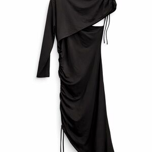 Fashion Nova Featured Ruched Midi Dress – Black – Size 1X (NWT)